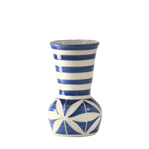 Cobalt Striped Flower Vase