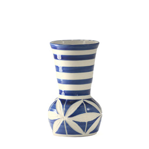 Cobalt Striped Flower Vase
