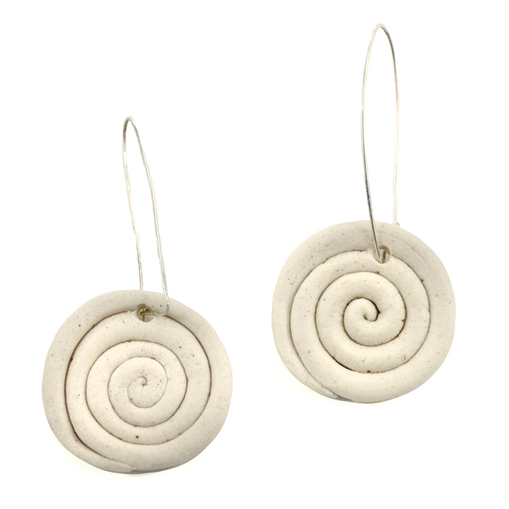White Spiral Earrings